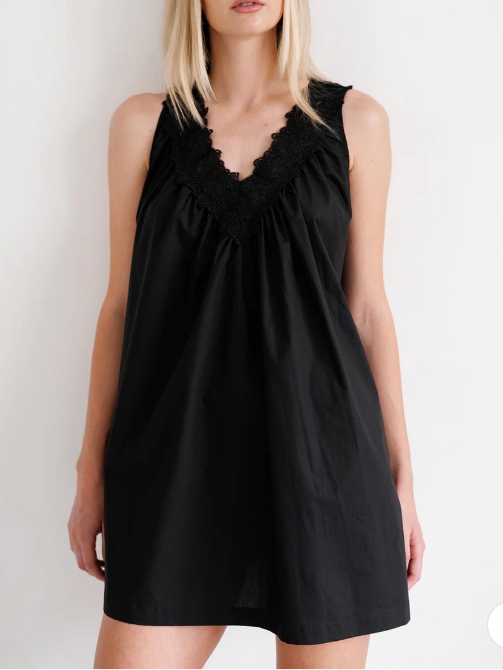 Brunette the Label Black Lace V-Neck Dress